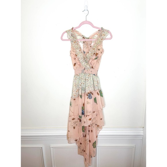 Free People Floral Skies Hi-Low Ruffle Midi Dress Size Medium - Picture 3 of 8